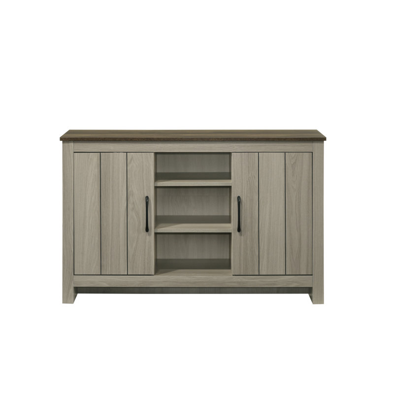 Console en chêne gris de 47 po Nyla, buffet, buffet avec tablettes et portes d'armoire