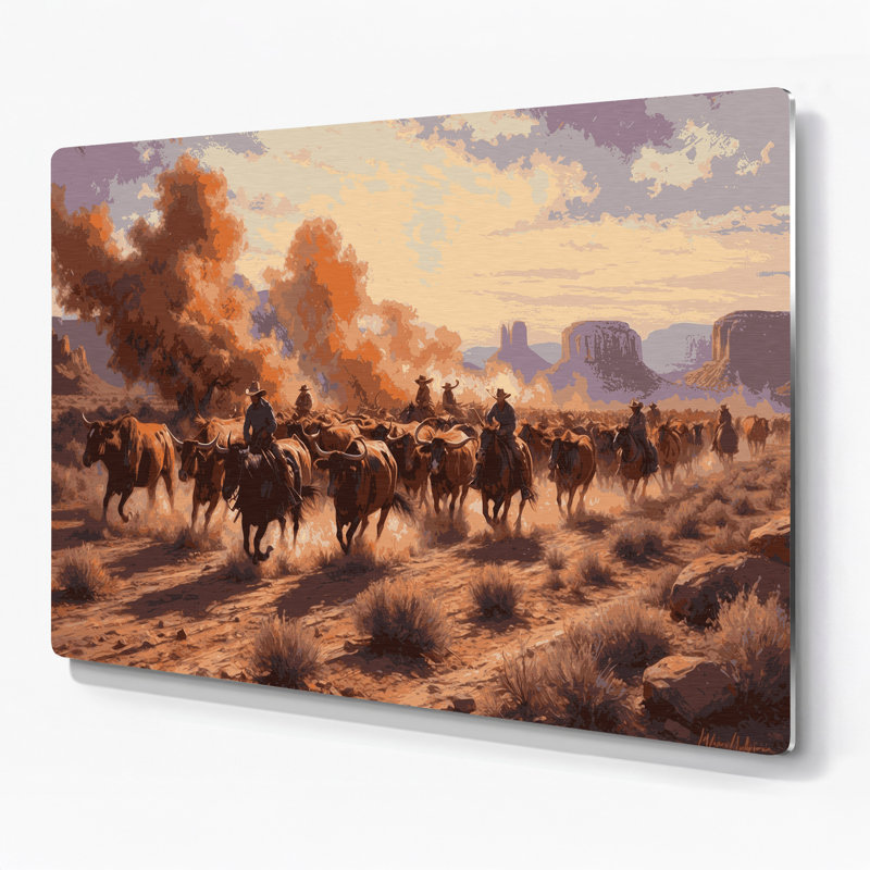 Art mural en métal brun de Southwestern Cowboy, H 11 po x l 14 po