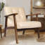 Fauteuil Mid-Century moderne en cuir artificiel touffeté de 21,65 po de large Havva-1553616727