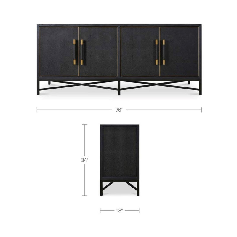 Meera 76" Wide Wood Sideboard, Black