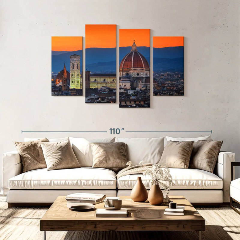 Cathédrale de Nicci Florence au crépuscule, H 48 po x l 75 po