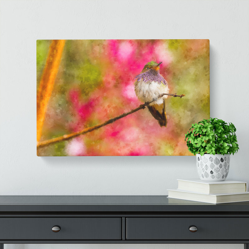Hummingbird Painting - Wrapped Canvas, 35cm H x 50cm W x 3cm D
