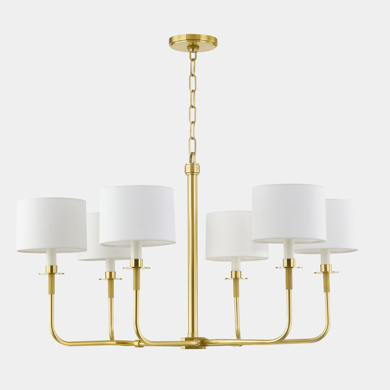 Paramus 6 Light Chandelier, Antique Brass