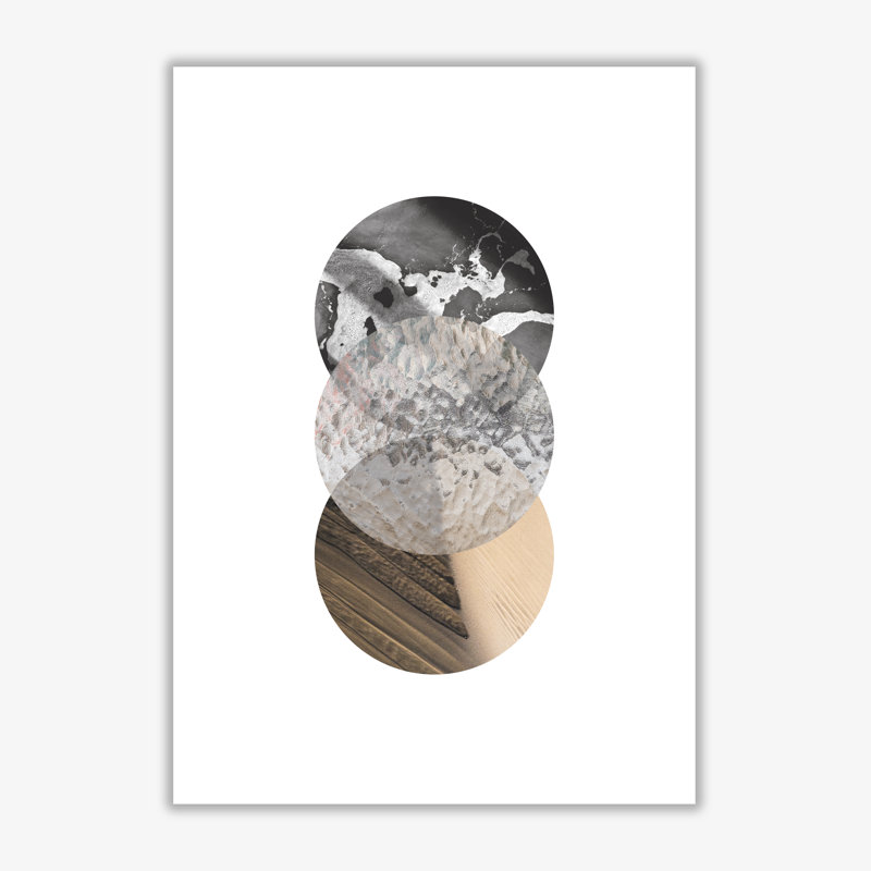 Sand, Glass And Shadow Abstract Circles - Single Picture Frame Print, 30 cm H x 21 cm W x 1 cm D, No Frame