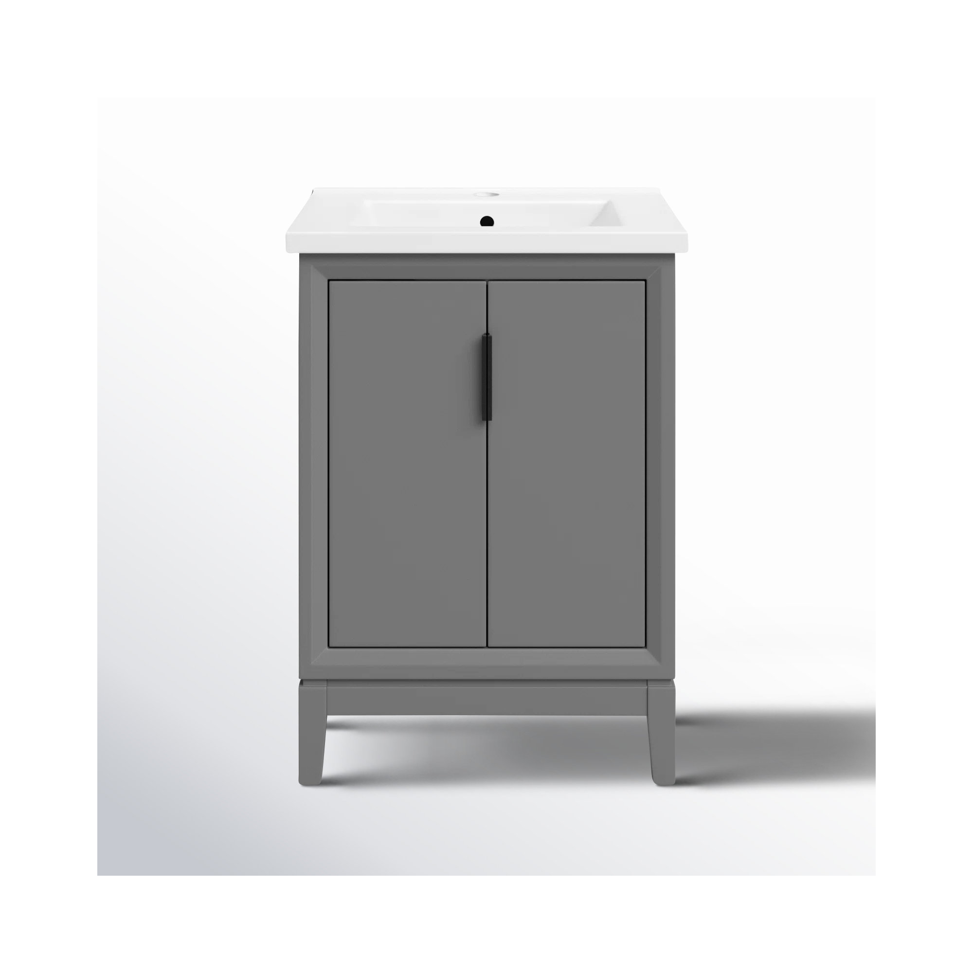 Finck 24.2'' Single Bathroom Vanity, Matte Black, Cashmere Gray