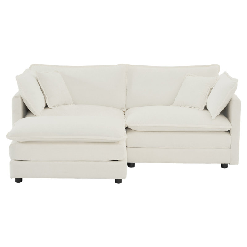 Canapé à deux places en chenille avec repose-pieds, canapé modulaire en L à deux places avec repose-pieds et causeuse avec repose-pieds