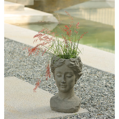 Elegante Petite Woman Head Plant Stand Statue