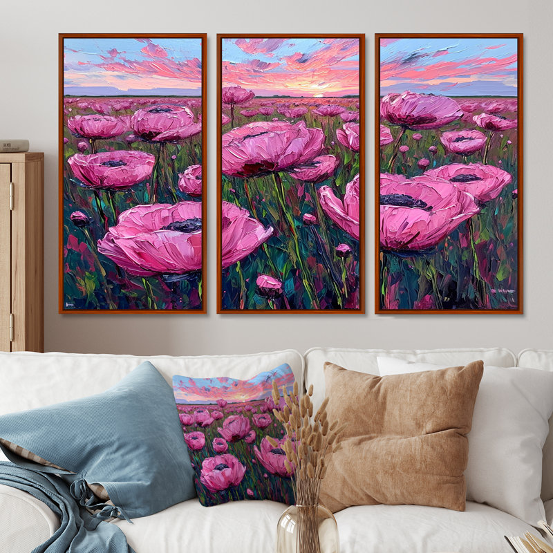 Ensemble d'art mural Northbridge - Tulipes, H 28 po x l 36 po x P 1 po, Cadre flottant brun