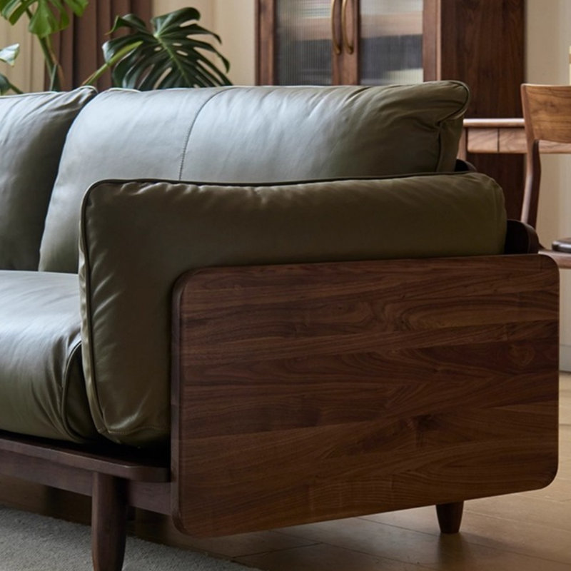 Canapé droit Mid-Century en noyer noir
