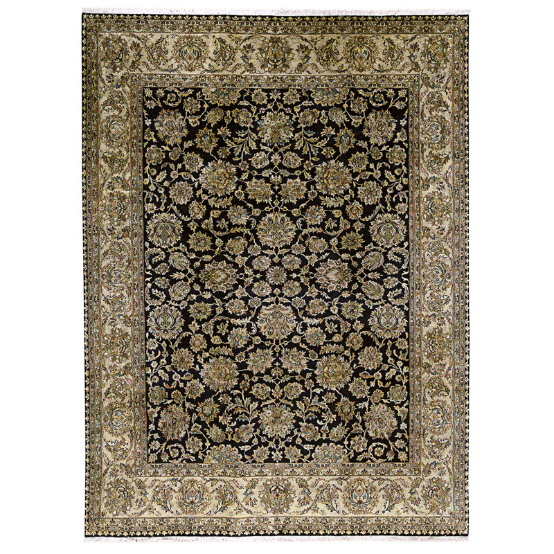 High-Quality Hand-Knotted Black And Gold Area Rug