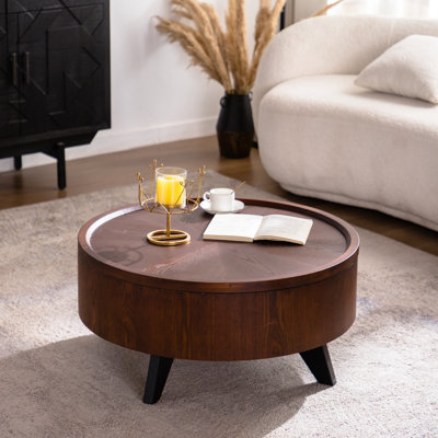 Table basse ronde de 30,71 po avec rangement dissimulé