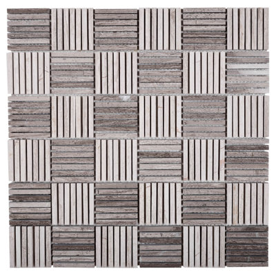 12" x 12" Wood Grid Wall & Floor Tile