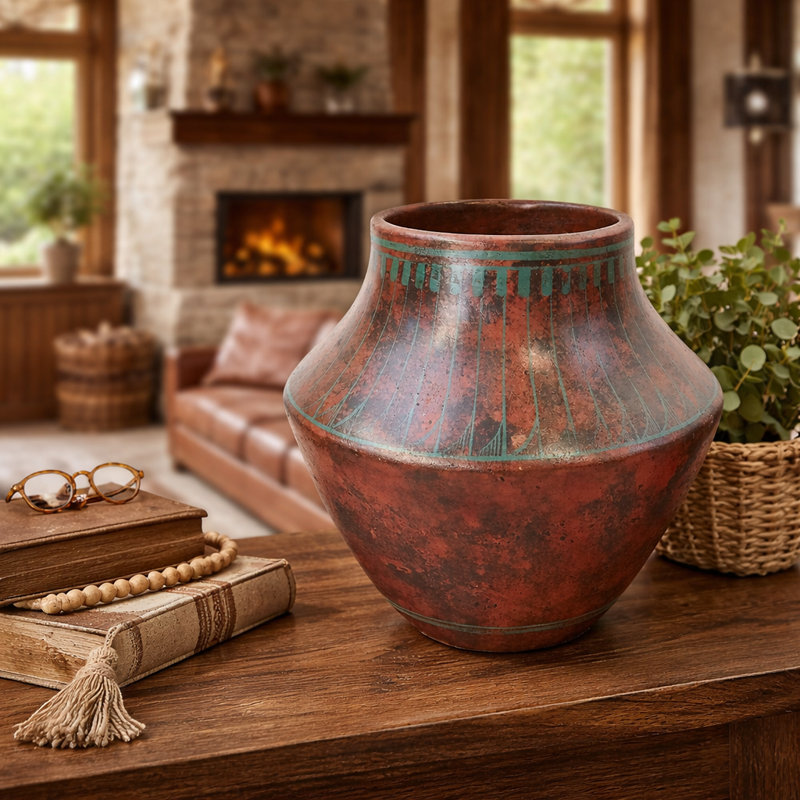 Grand pot à motif turquoise Southwest Style