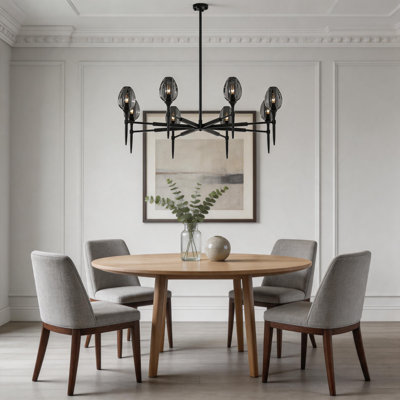 53.5" 8 - Light Tulip-shaped Modern Dimmable Chandelier with Glass Shade