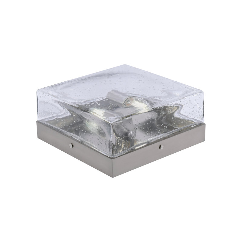 10" Flush Mount, 2-Bulbs, Shown With Glass, Brushed Nickel, Clear Seeded