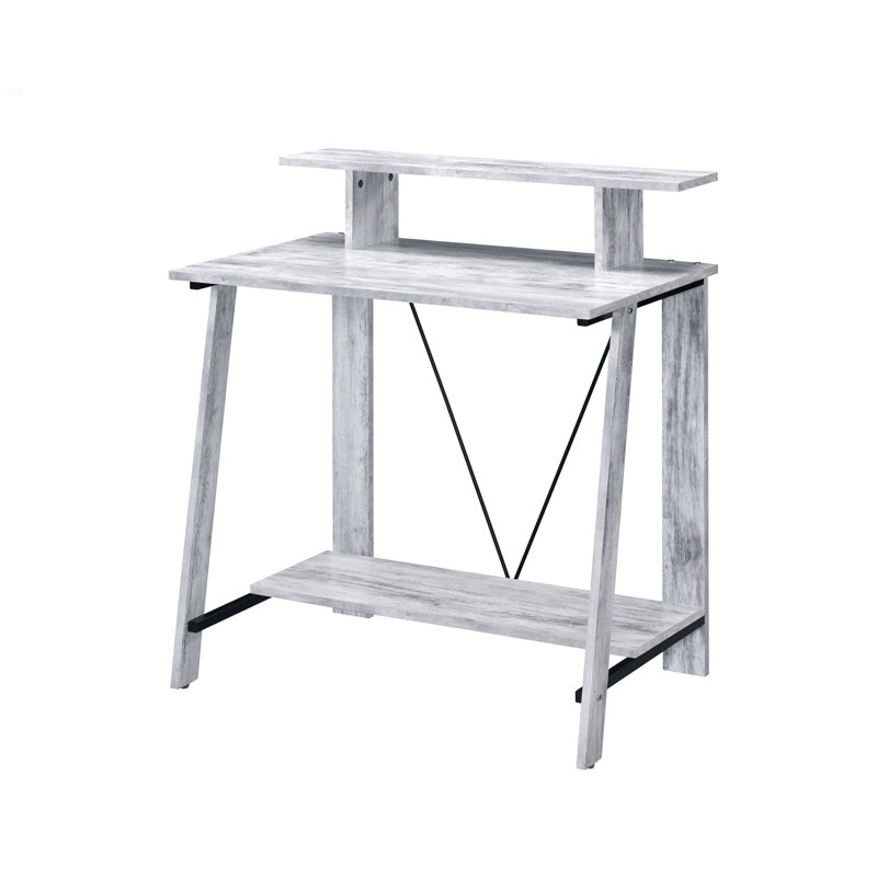 Bureau d'écriture antique blanc et noir avec tablette supérieure, Gris / Noir