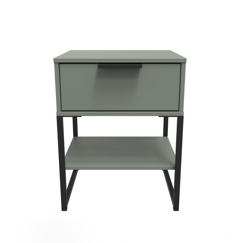 Bibek 58cm W Manufactured Wood Bedside Table, Reed Green