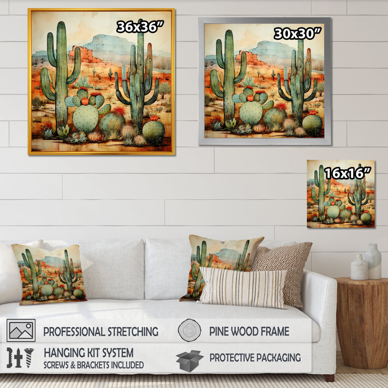 «Desert mexicain Serenity 2», reproduction d'art sur toile, H 16 po x l 16 po x P 1 po, Toile tendue