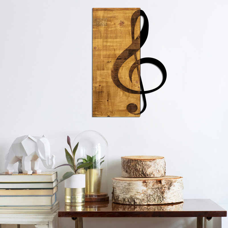 Stylish Decorative Wooden Wall Accessory, Walnut & Black, 15.4 x 22.8 inches | 50% Real Wood & 50% Metal, Thickness: 1.2 inches | Versatile Wall-Mountable Design, Unique Color Variations for Elegant Home Decor