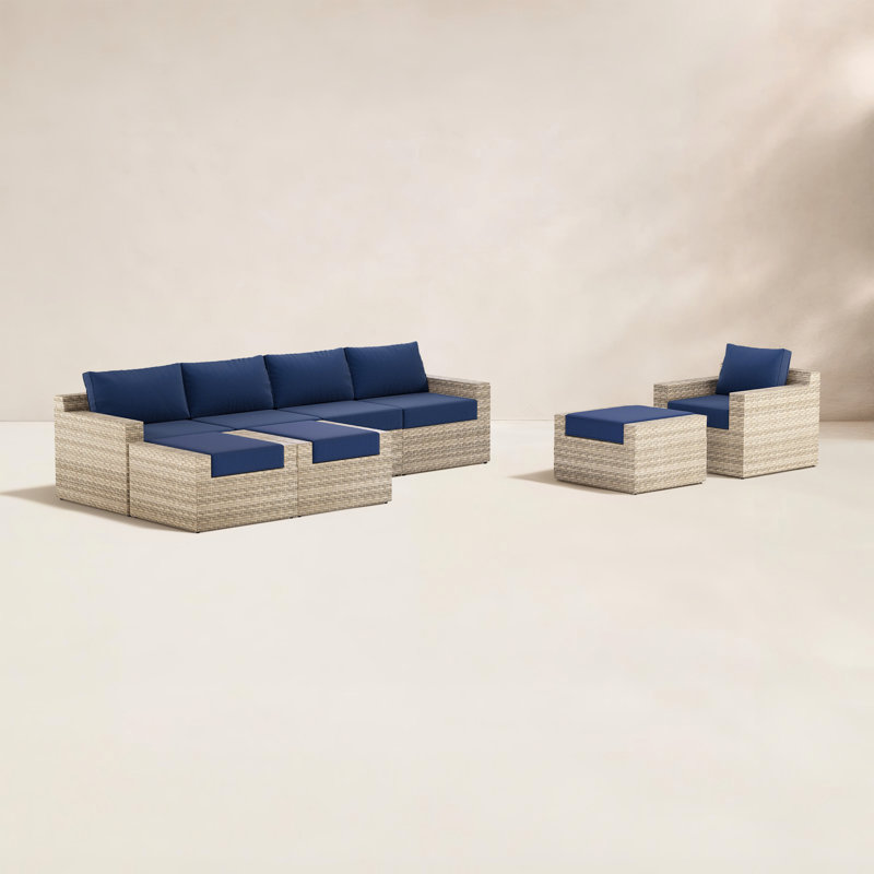 Ensemble de conversation à assise profonde 8 pièces Eastford, Bleu