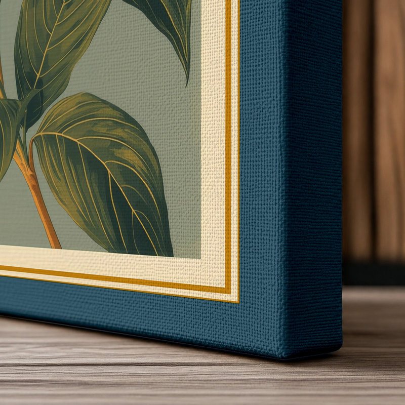 Blooms in Classical Light Botanical - Wrapped Canvas, 24x16 - 61.0 x 40.6 cm, Teal Border