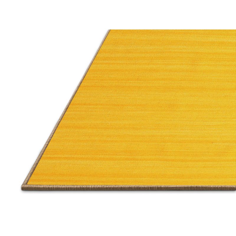 Tapis de zone jaune contemporaine, Rectangle 7 pi x 10 pi
