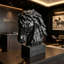 Sculpture tête de cheval rustique avec base, buste de cheval en résine de texture bois rétro pour décor de style campagnard