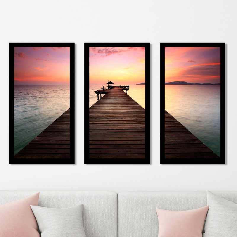 "By The Dock" - Ensemble de 3 reproductions de photos sur plastique, H 25,5 po x l 40,5 po x P 1 po