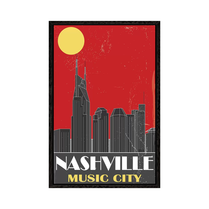 Nashville, Red - Print on Canvas, 101.6 cm H x 66.04 cm W, Black Framed
