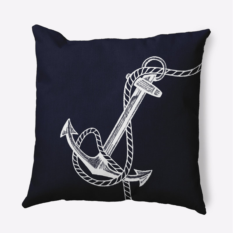 Nautical Nights Anchor & Rope Square Pillow Cover & Insert, Square 26" H x 26" W, Navy Blue