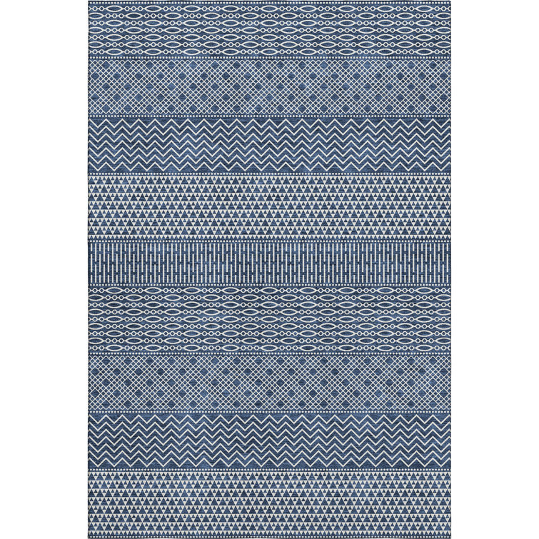 Premium Machine Washable Prisco Navy Rug