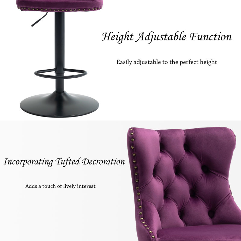 Tabourets de bar rembourrés et capitonnés (ensemble de 2), Mauve