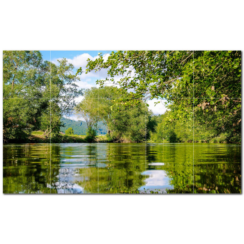Panneau mural en céramique satinée 6 "x 6" Lakes Photo