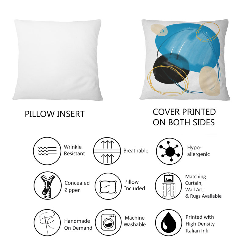 Coussin Minimaliste bleu et noir II - imprimé moderne