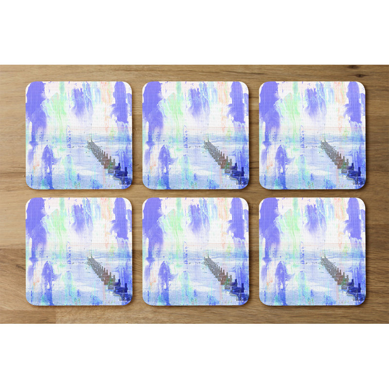 Square 6 Piece Coaster Set, Blue