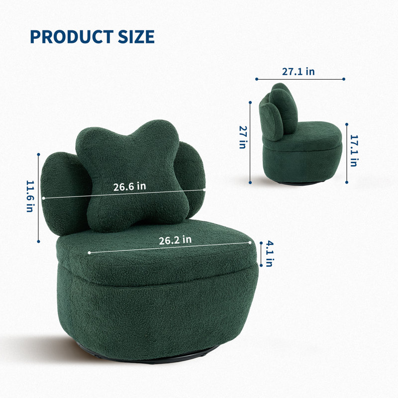 Upholstered Swivel Accent Chair, Green