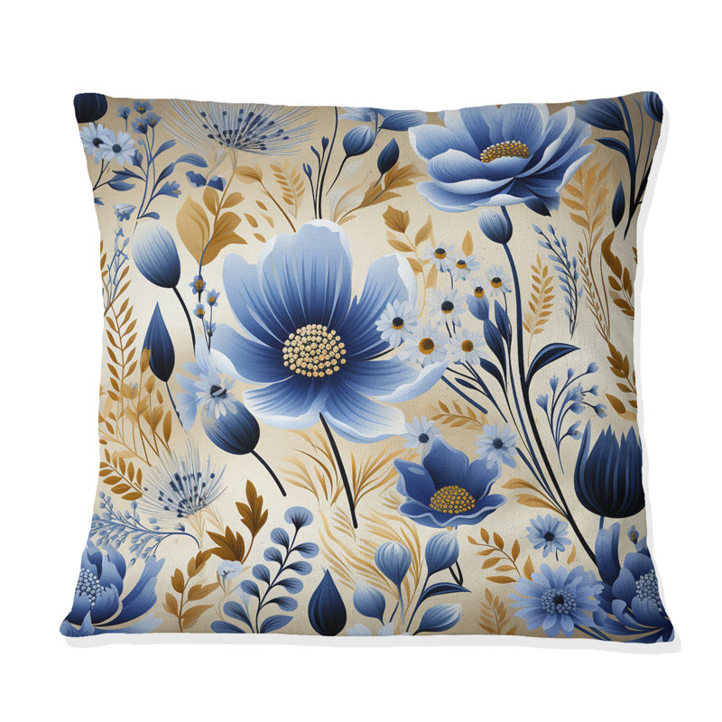 Coussin Blue Meadow, H 18 po x l 18 po