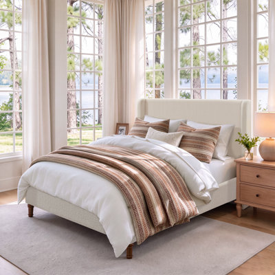 Mozter Upholstered Wingback Platform Bed