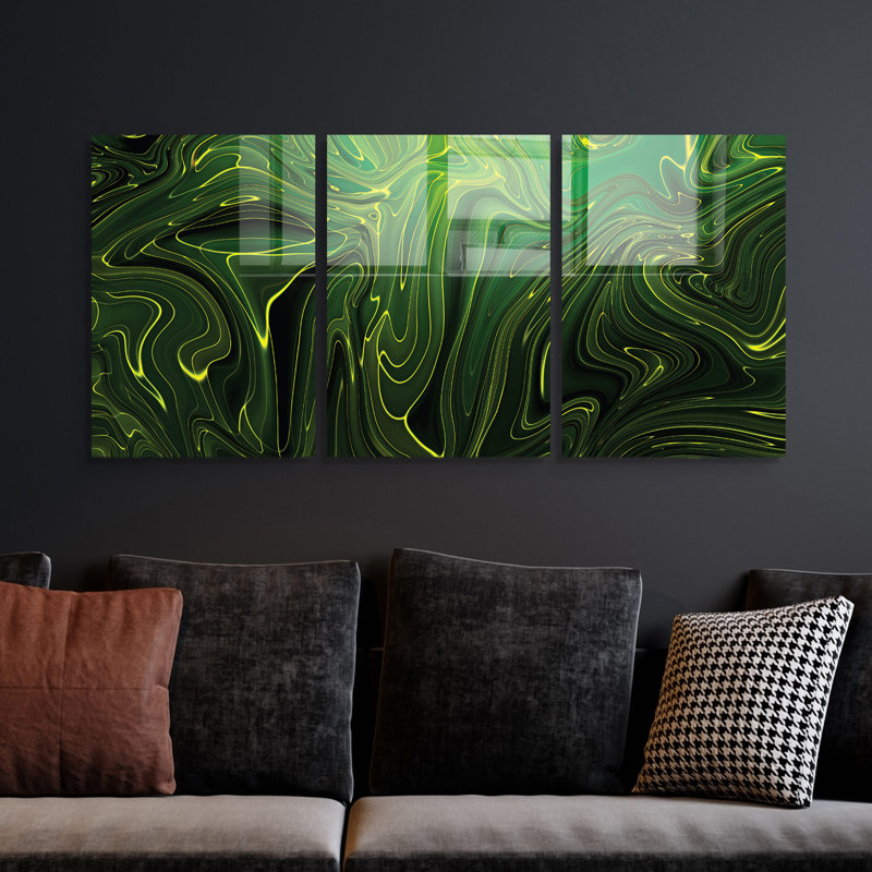 3 Piece No Frame Print on Glass, 70cm H x 100cm W x 0.4cm D