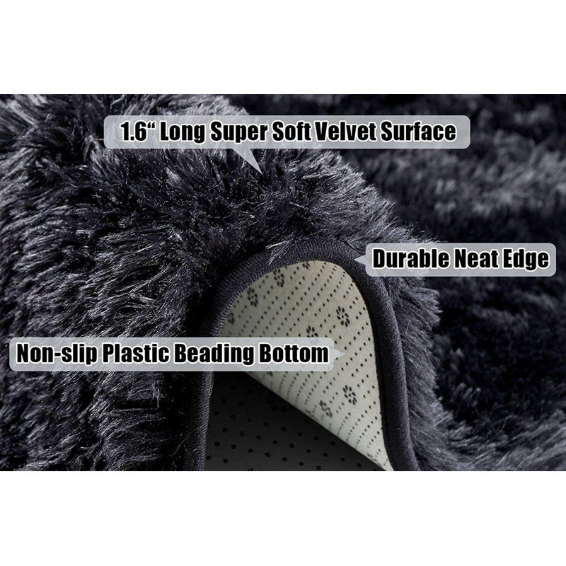 Shahen Rectangle Shag Area Rug, Rectangle 4' x 6', Dark Gray