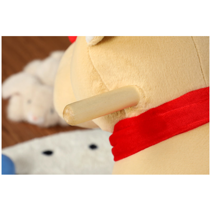 Cheval à bascule en peluche pour enfants avec grelots, abricot
