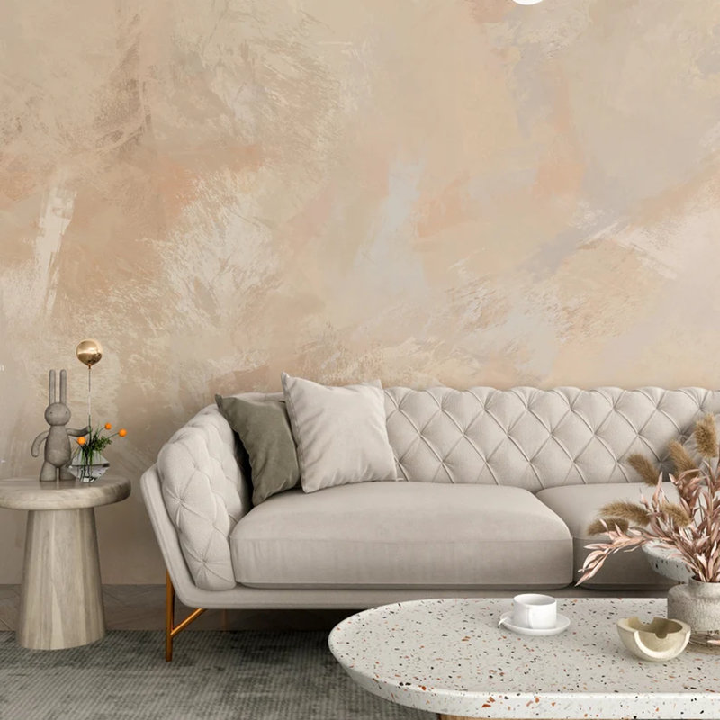 Murale en plâtre beige chaud, L 204 po x l 114 po