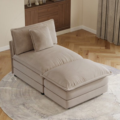 Modular Sectional Sofa with Armless 1-Seat and Ottoman
