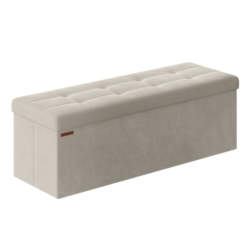 Reyaan 110cm Wide Tufted Rectangle Solid Colour Standard Ottoman with Storage, Beige