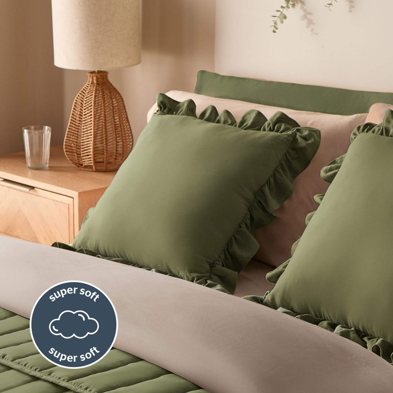 Silentnight Supersoft Ruffle Cushion, Green