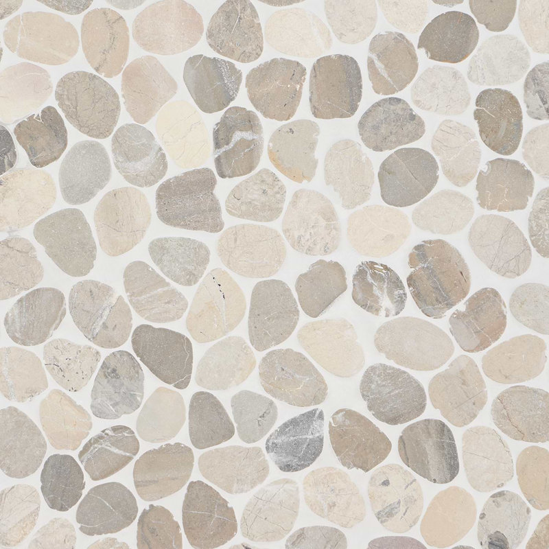 Nature Round Lovina Pebble Mosaic Tile, Pram Gray
