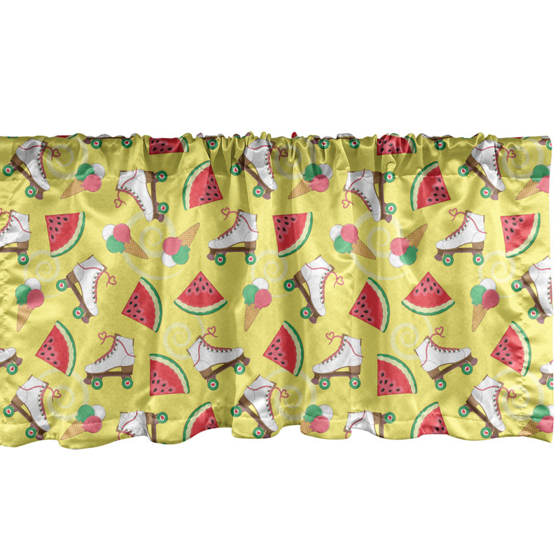 Pastel Yellow Multicolor Roller Skates and Ice Cream Valance