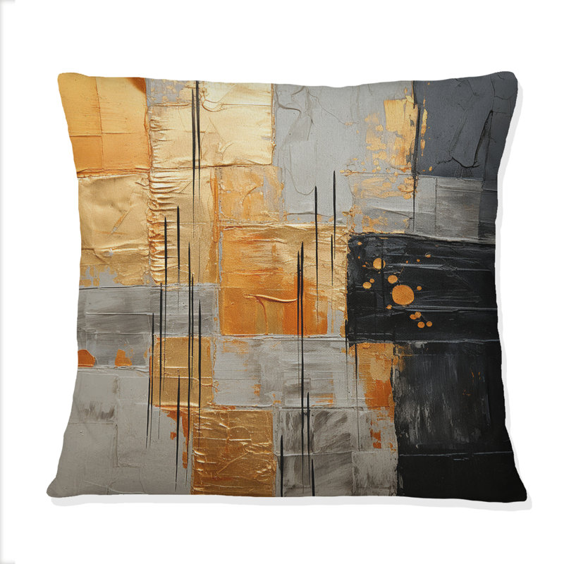 Coussin décoratif doré à motif géométrique doré I - Collages abstraits