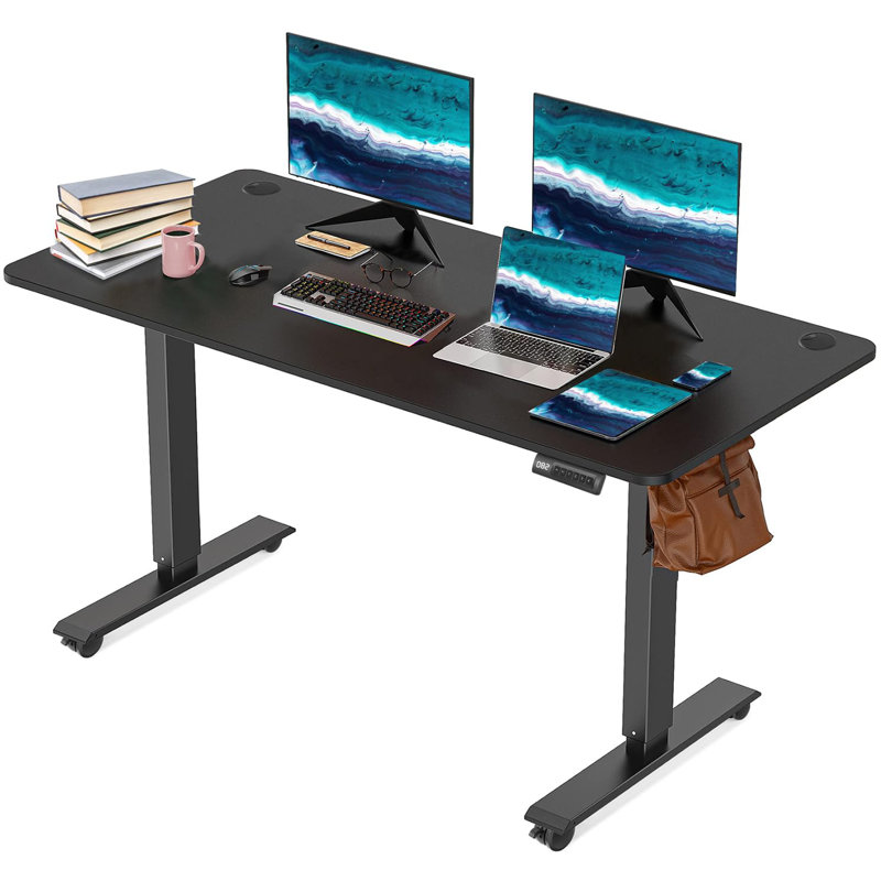 Arillia Height Adjustable Standing Desk, Black, 55" W x 24" D