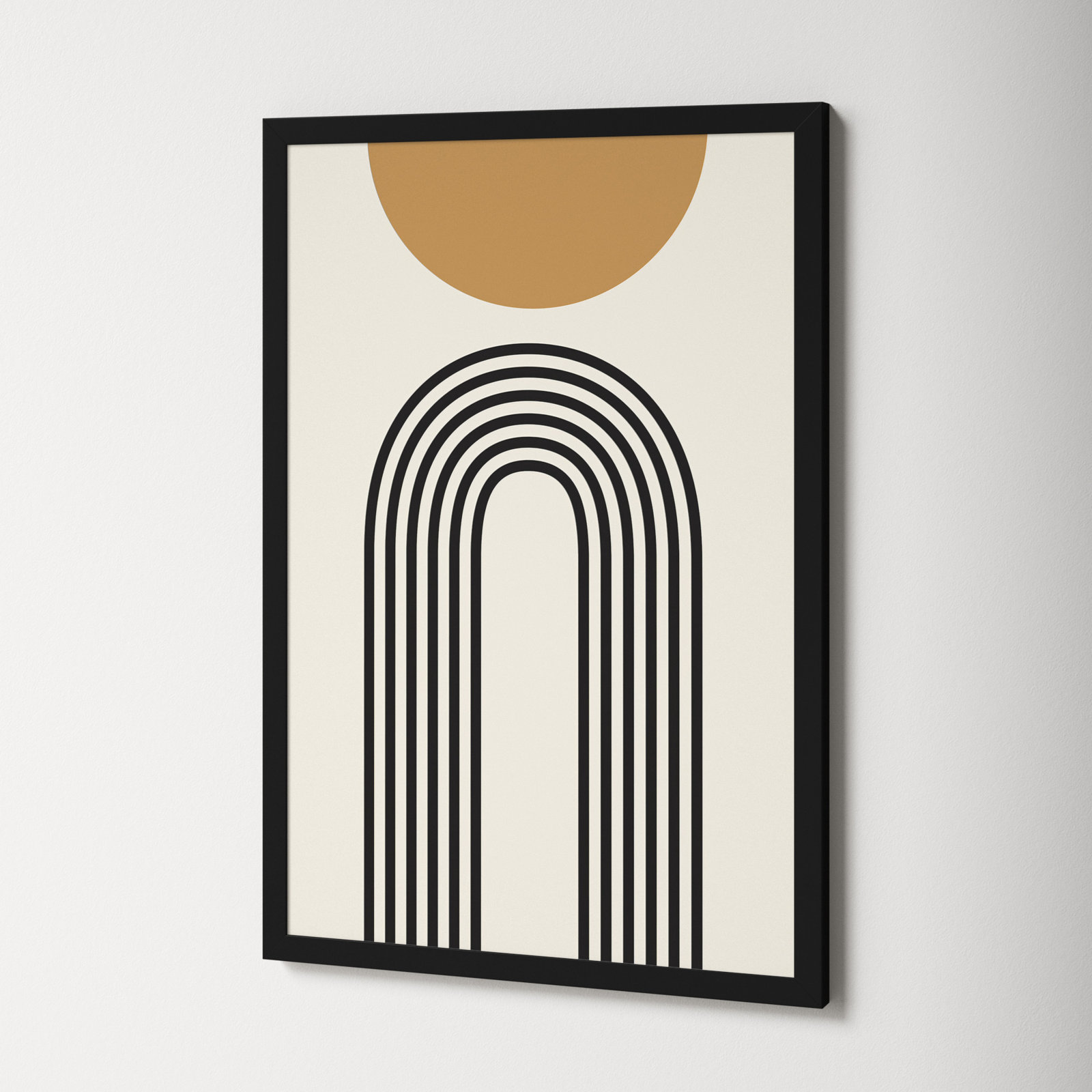 Retro Mountain Sunrise Print, Black, 25.25" H x 17.25" W x 0.88" D